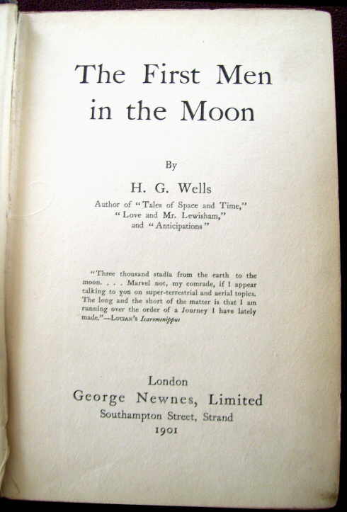 THE FIRST MEN IN THE MOON - Signed by H. G. Wells - First Edition, 1901