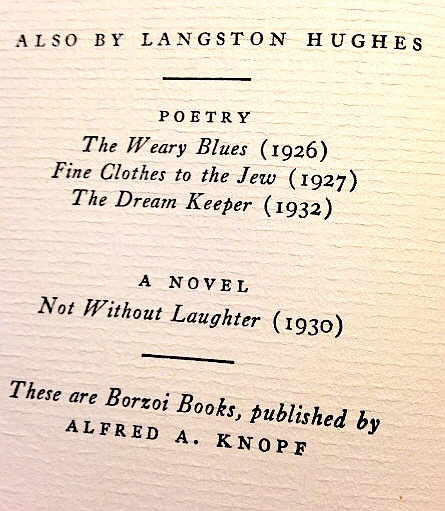 THE WEARY BLUES - Langston Hughes - Signed First Edition, 1935